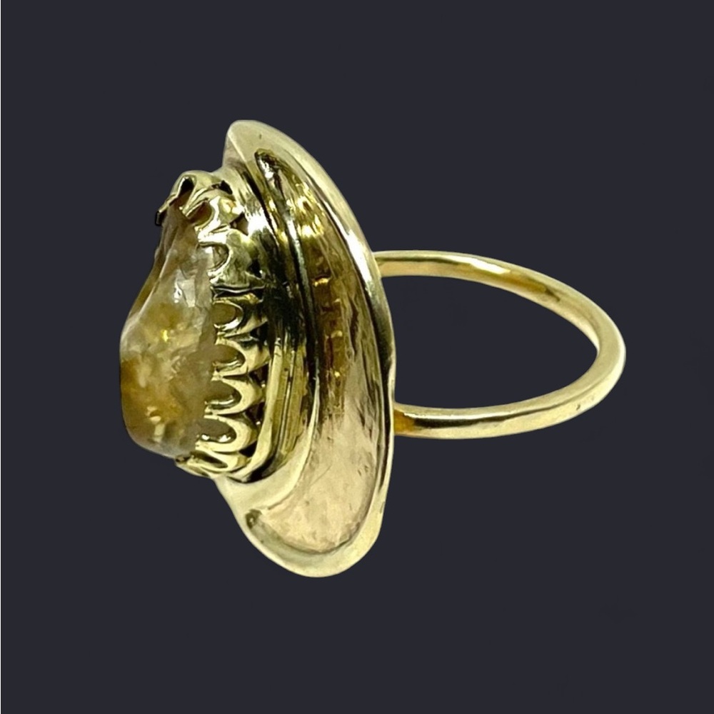 Citrine Crystal+ Brass Metal Moon Ring (6)